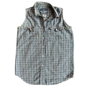 Vintage At Last Men's Blue Plaid Sleeveless Shirt